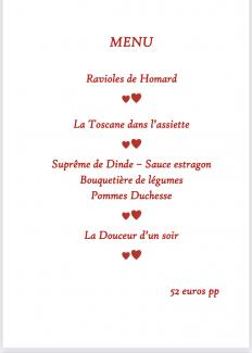 Votre menu de Saint Valentin