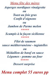 Votre menu pour la fête des mères